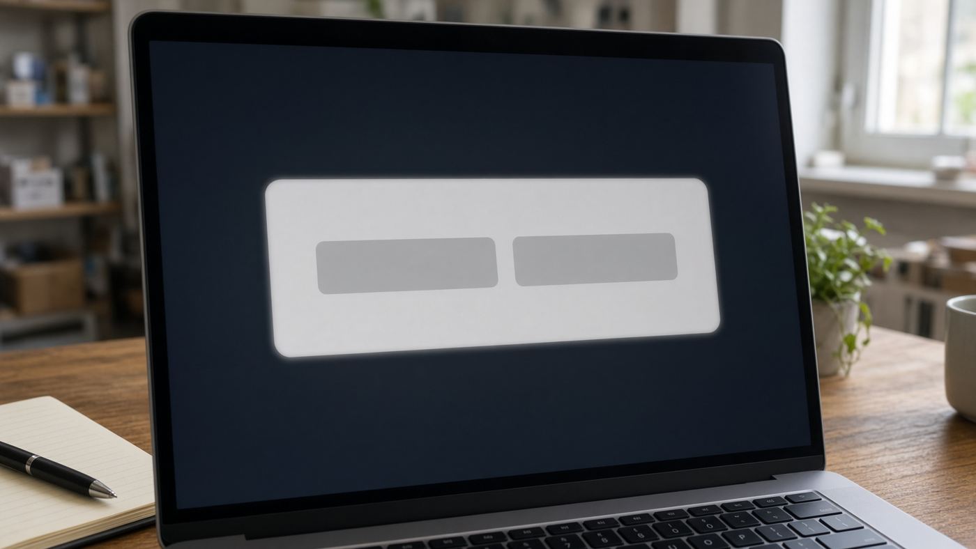 Laptop mit einem unscharfen Cookie-Fenster und zwei gleichen Schaltflächen