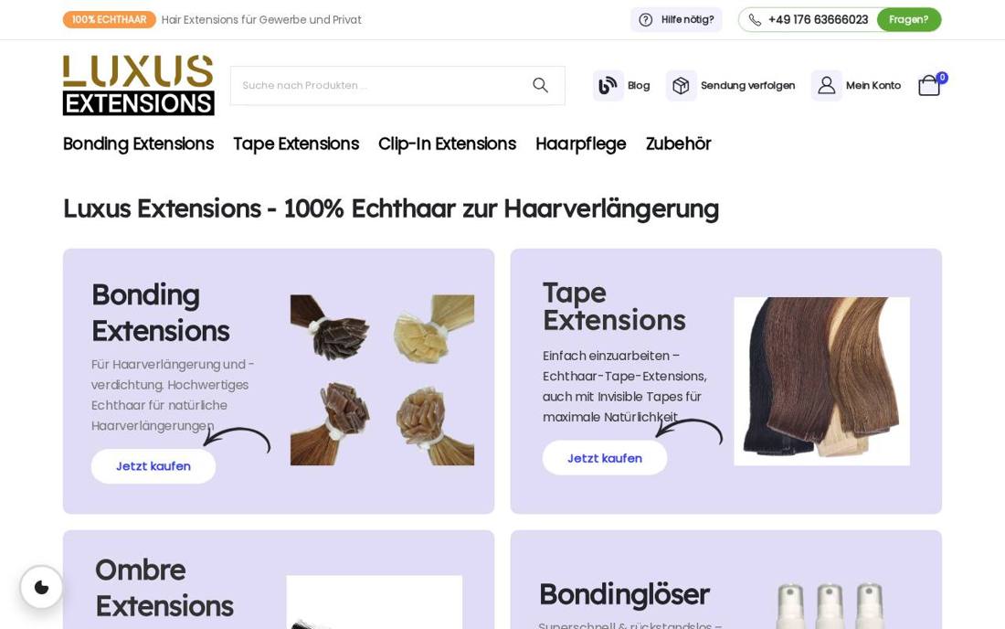 Aktuelle Startseite von luxus-extensions.de